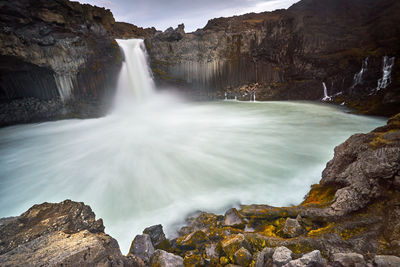 Scenic view of waterfall