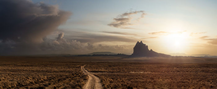 Panoramic view of landscape against sky during sunset