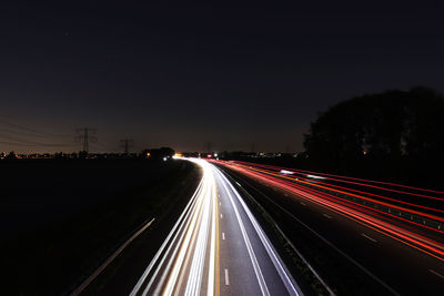 Light trails on highway at night