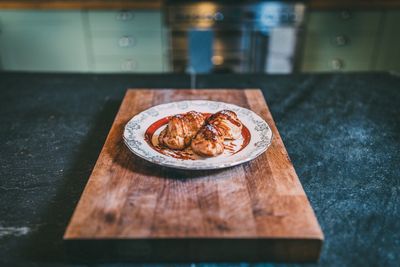 Close-up of food on table