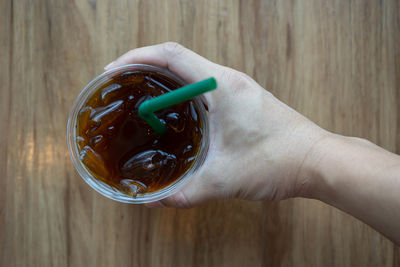 Close-up of hand holding drink