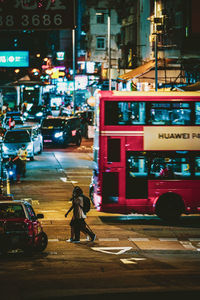 View of city street at night