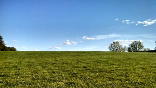 Scenic view of grassy field against cloudy sky