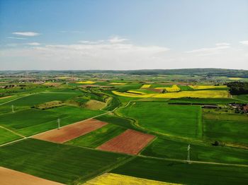 Scenic view of agricultural landscape against sky