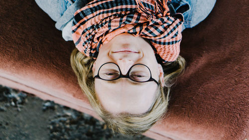 Portrait of boy lying down