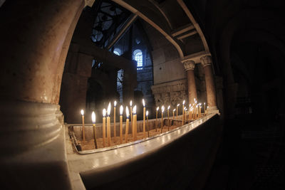 Interior of illuminated building