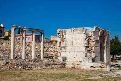 Ruins of the tetraconch church built in the court of the hadrian library in athens city center