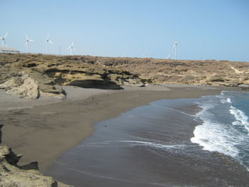 Scenic view of sea against clear sky