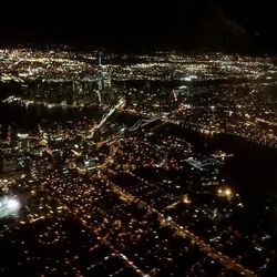 Aerial view of illuminated cityscape