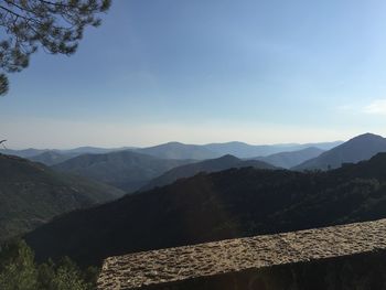 Scenic view of mountains against clear sky