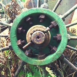 Close-up of rusty wheel