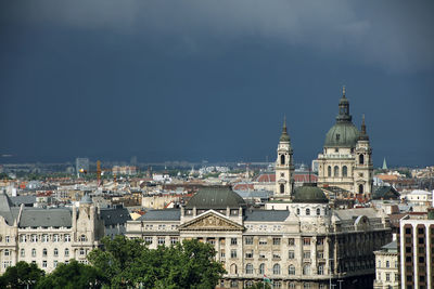 High angle view of buildings in city