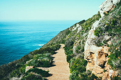 Scenic view of sea against clear sky