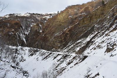 Winter in ushguli in the caucasus mountains in samegrelo-zemo svaneti region, georgia