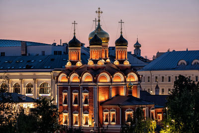 View of church in moscow at sunset