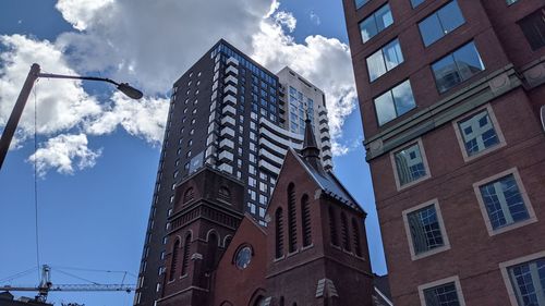 Low angle view of buildings against sky