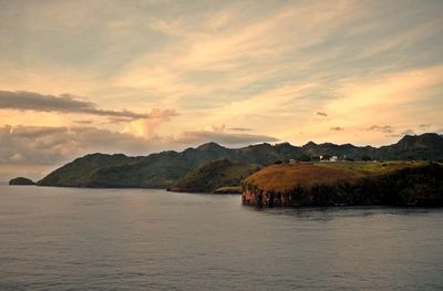 Scenic view of mountains at sunset