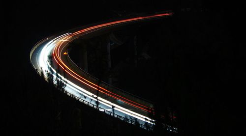 Light trails on road at night