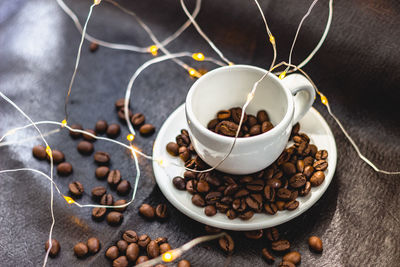 Close-up of coffee cup on table