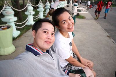 High angle portrait of female friends