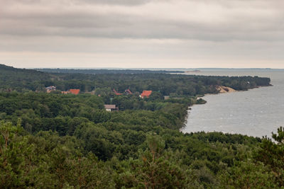 Scenic view of trees and buildings against sky