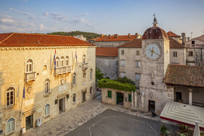 Exterior of historic building against sky in city