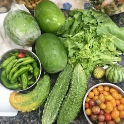 High angle view of fruits