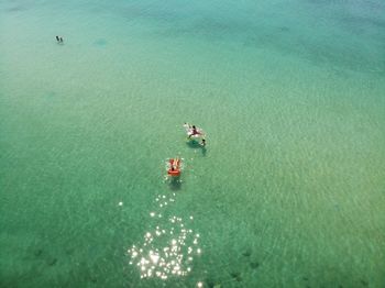 High angle view of boat in sea