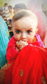 Close-up portrait of cute baby girl