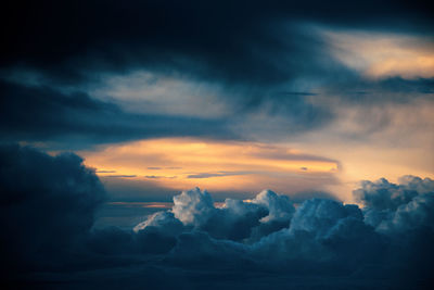 Scenic view of storm clouds over sea