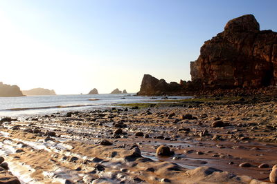 Scenic view of sea against clear sky