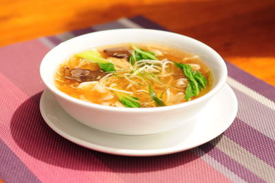 Close-up of soup in bowl