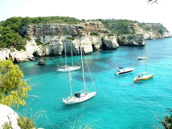 Boat sailing in sea