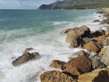 View of rocks on beach
