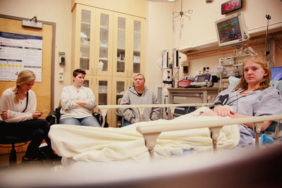 Family visiting patient at hospital
