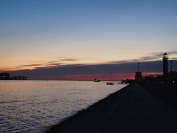 Scenic view of sea at sunset