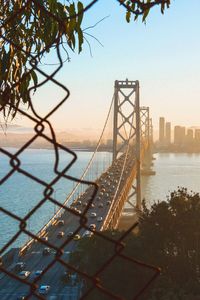 View of bay bridge against sky