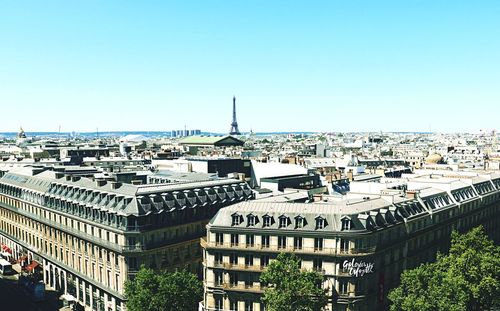 High angle view of buildings in city