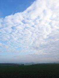 Scenic view of landscape against cloudy sky