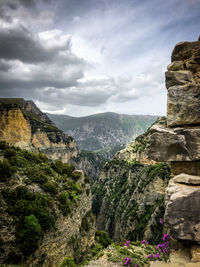 Scenic view of mountains against sky