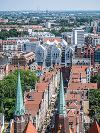 High angle view of townscape against sky