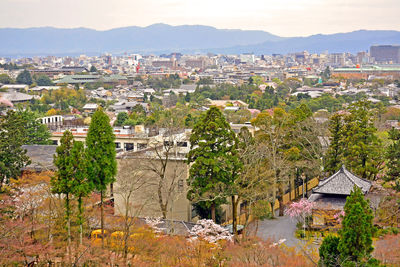 High angle view of townscape against sky