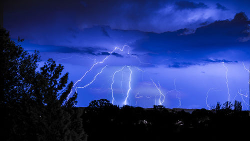 Lightning in sky at night