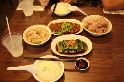 High angle view of food on table