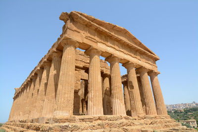 Low angle view of old temple against clear sky