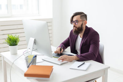 Man working on table