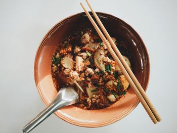 Directly above shot of salad in bowl on table