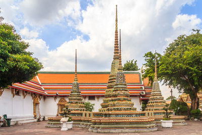 View of temple building against cloudy sky