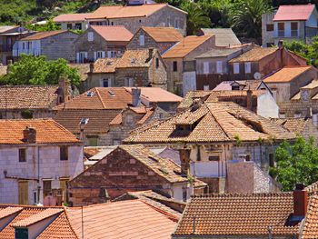 High angle view of residential buildings