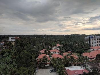 High angle view of townscape against sky